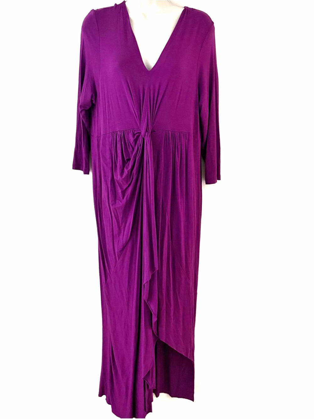 Kate & Mallory Deep Purple V-Neck Twist-Front Maxi Dress